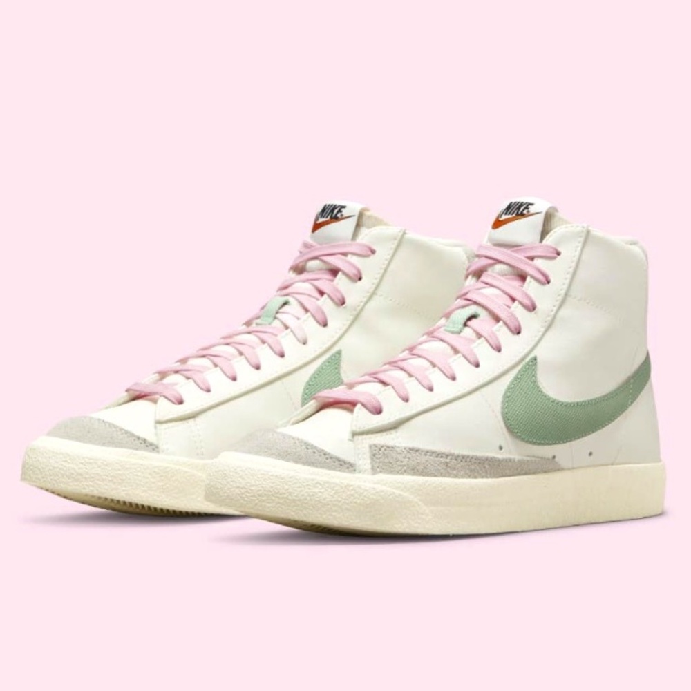 Pastel Pink and Green Nike Blazers